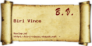 Biri Vince névjegykártya